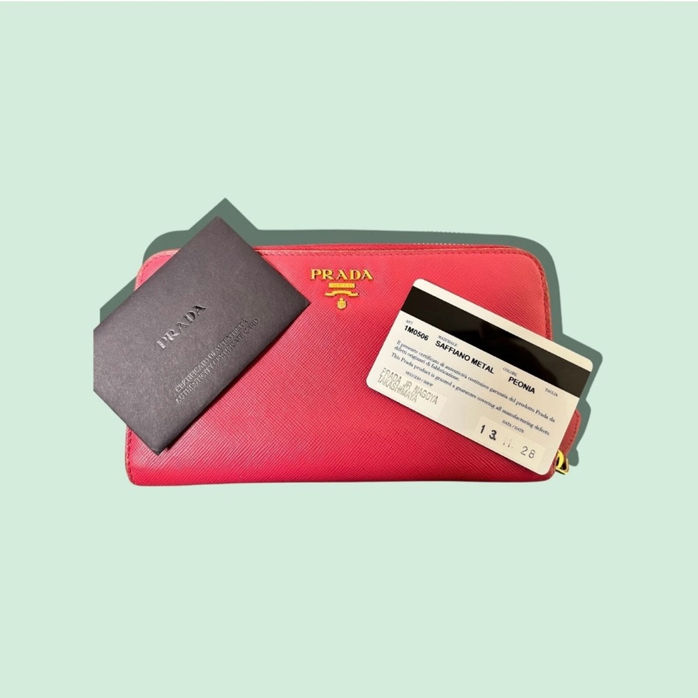 Prada Peonia Pink Saffiano Zippy Wallet – Bold & Chic – Gold Hardware – COA